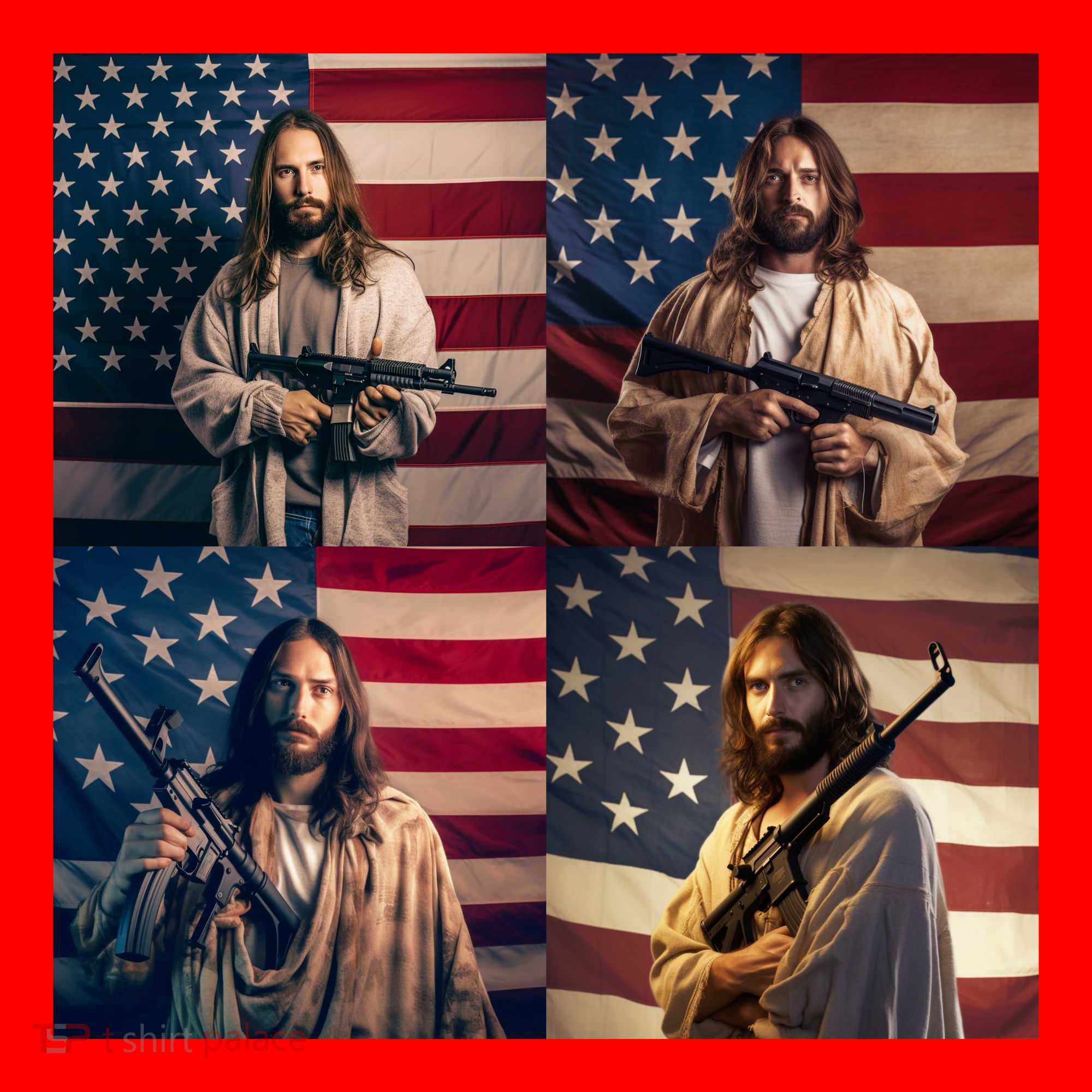 Jesus Christ Carrying Gun Defending America Santa Hat