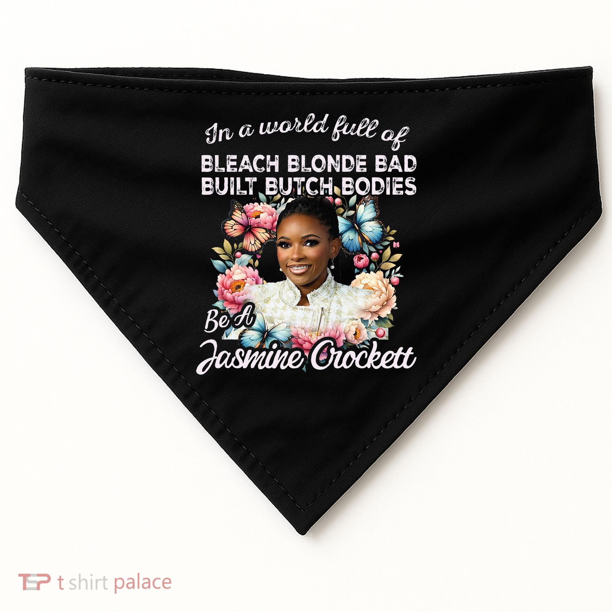 Jasmine Crockett Calls Out Marjorie Taylor Greene USA-Made Doggie Bandana