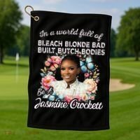 Jasmine Crockett Calls Out Marjorie Taylor Greene Golf Towel thumb 1