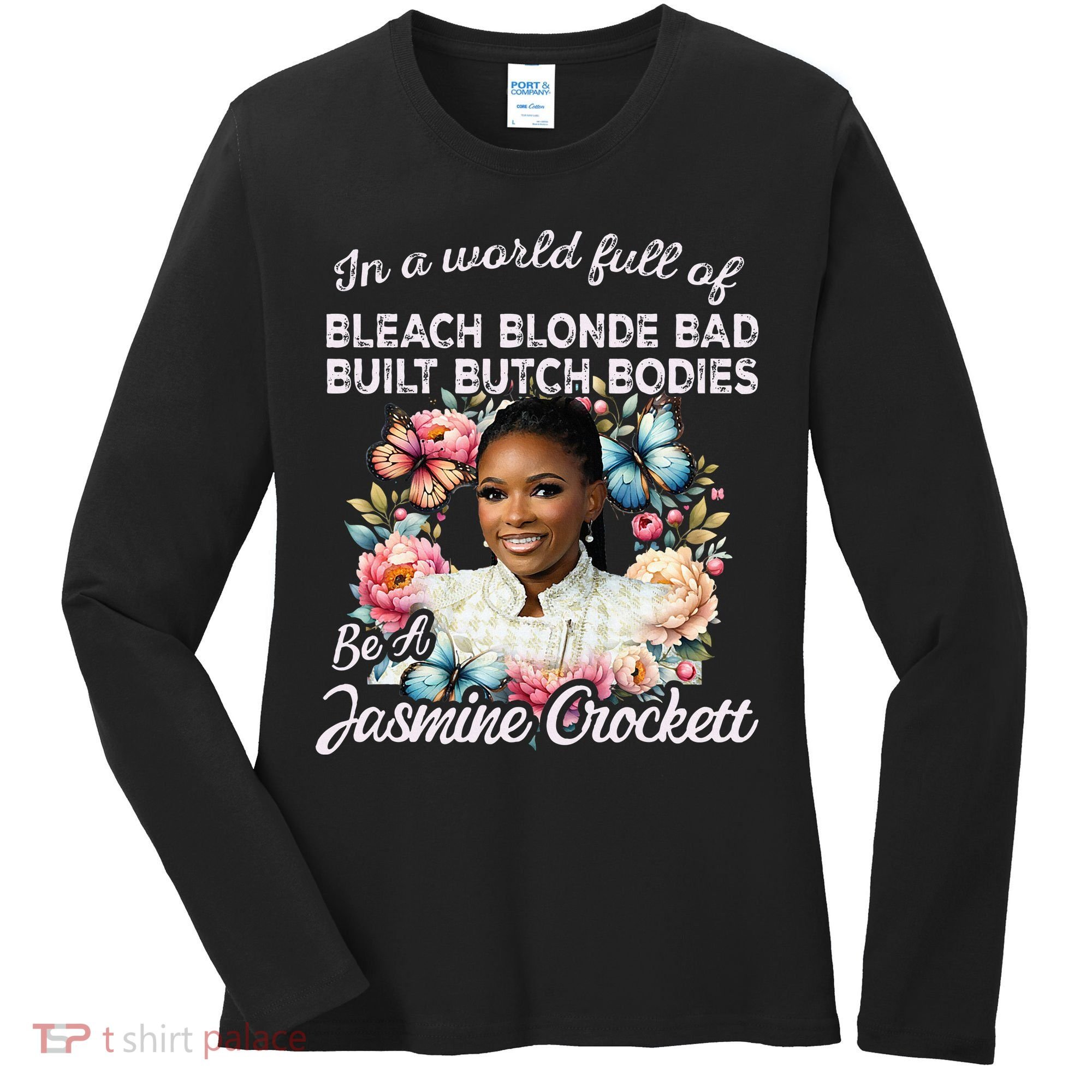 Jasmine Crockett Calls Out Marjorie Taylor Greene Women's Long Sleeve Shirt
