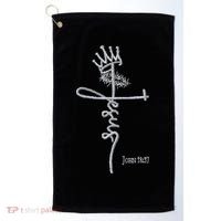 Jesus Cross Crown Of Thorns John 18:37 King Embroidered Embroidered Golf Towel thumb 0