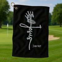 Jesus Cross Crown Of Thorns John 18:37 King Embroidered Embroidered Golf Towel thumb 1