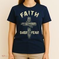 Jesus Christ Cross Faith Over Fear T-Shirt thumb 4