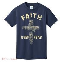 Jesus Christ Cross Faith Over Fear Kids T-Shirt thumb 0