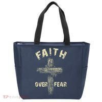 Jesus Christ Cross Faith Over Fear Tote Bag thumb 0