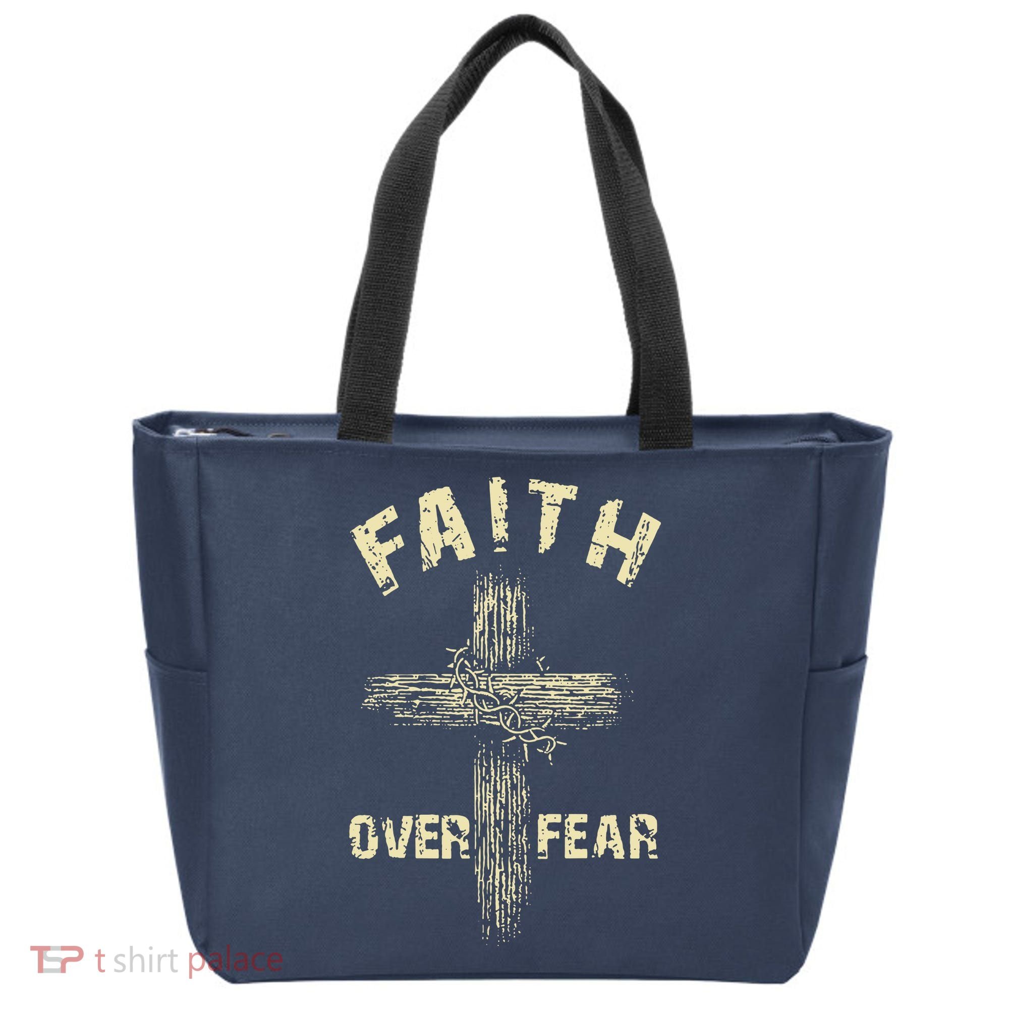 Jesus Christ Cross Faith Over Fear Tote Bag