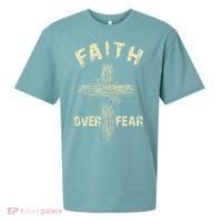 Jesus Christ Cross Faith Over Fear Sueded Cloud Jersey T-Shirt thumb 0