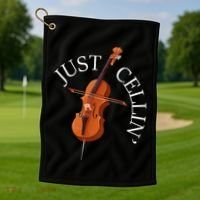 Just Cellin Cello Player Cellist Musician Classical Music Golf Towel thumb 1