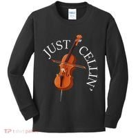 Just Cellin Cello Player Cellist Musician Classical Music Kids Long Sleeve Shirt thumb 0