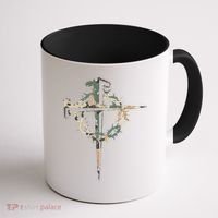 Jesus Christian Cross Camo Camouflage Natural Coffee Mug thumb 1