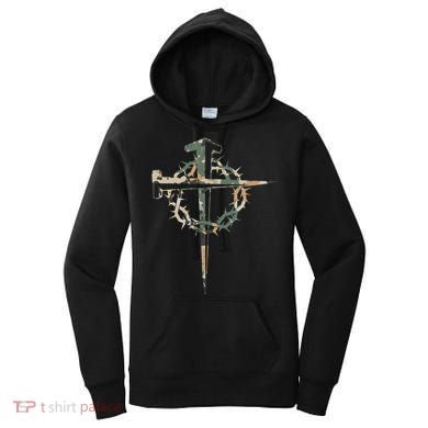 Jesus Christian Cross Camo Camouflage Natural Women's Hoodie