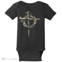 Jesus Christian Cross Camo Camouflage Natural Baby Bodysuit thumb 0