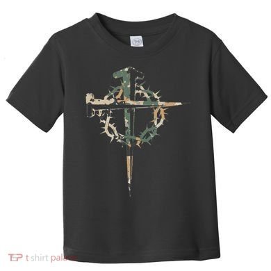 Jesus Christian Cross Camo Camouflage Natural Toddler T-Shirt