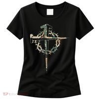 Jesus Christian Cross Camo Camouflage Natural Women's T-Shirt thumb 0
