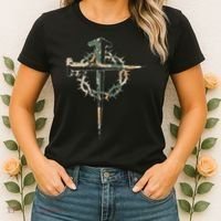 Jesus Christian Cross Camo Camouflage Natural Women's T-Shirt thumb 2