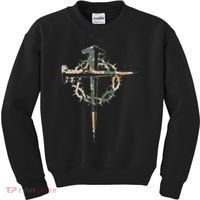Jesus Christian Cross Camo Camouflage Natural Kids Sweatshirt thumb 0