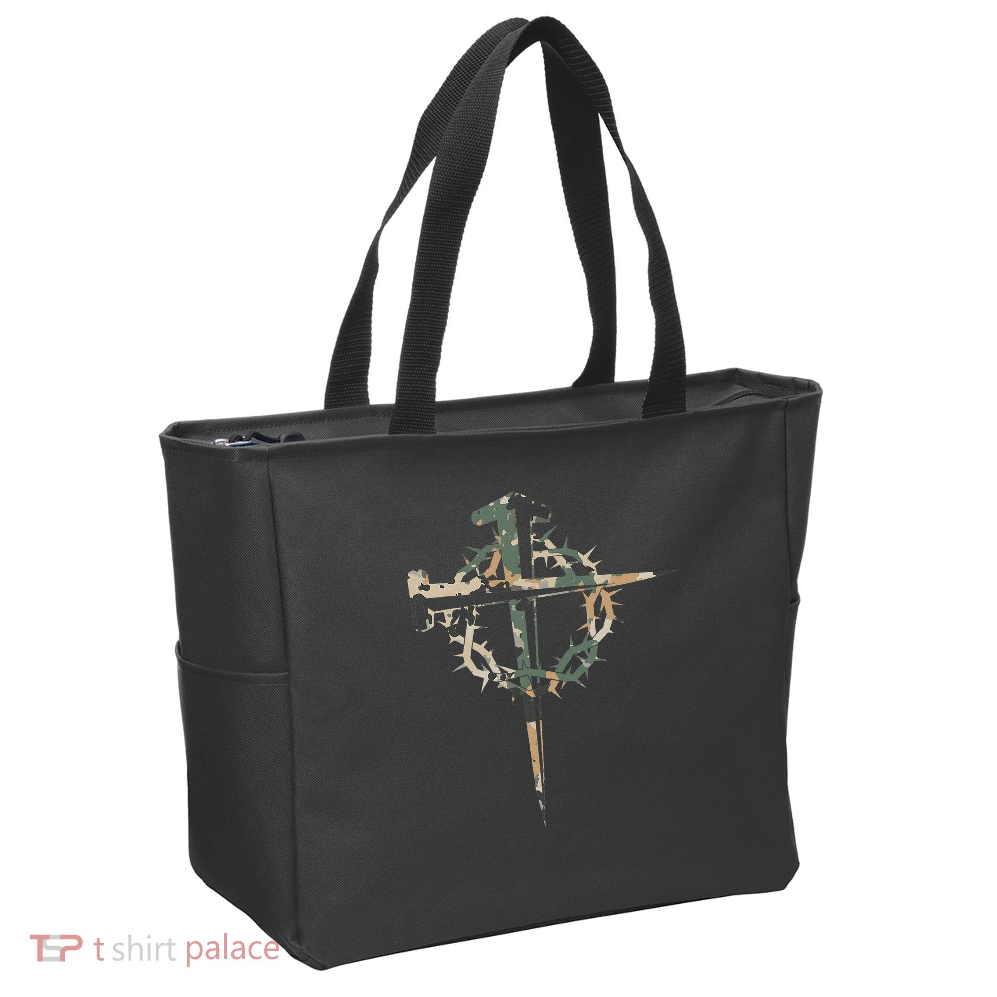 Jesus Christian Cross Camo Camouflage Natural Tote Bag