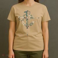 Jesus Christian Cross Camo Camouflage Natural T-Shirt thumb 4
