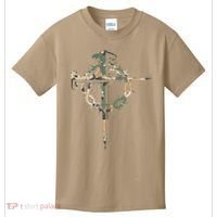 Jesus Christian Cross Camo Camouflage Natural Kids T-Shirt thumb 0