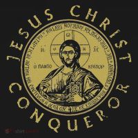 Jesus Christ Conqueror Orthodox Christianity Button thumb 1