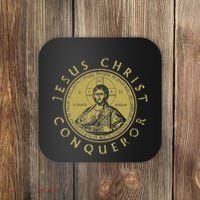 Jesus Christ Conqueror Orthodox Christianity Coaster thumb 0