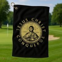 Jesus Christ Conqueror Orthodox Christianity Golf Towel thumb 1