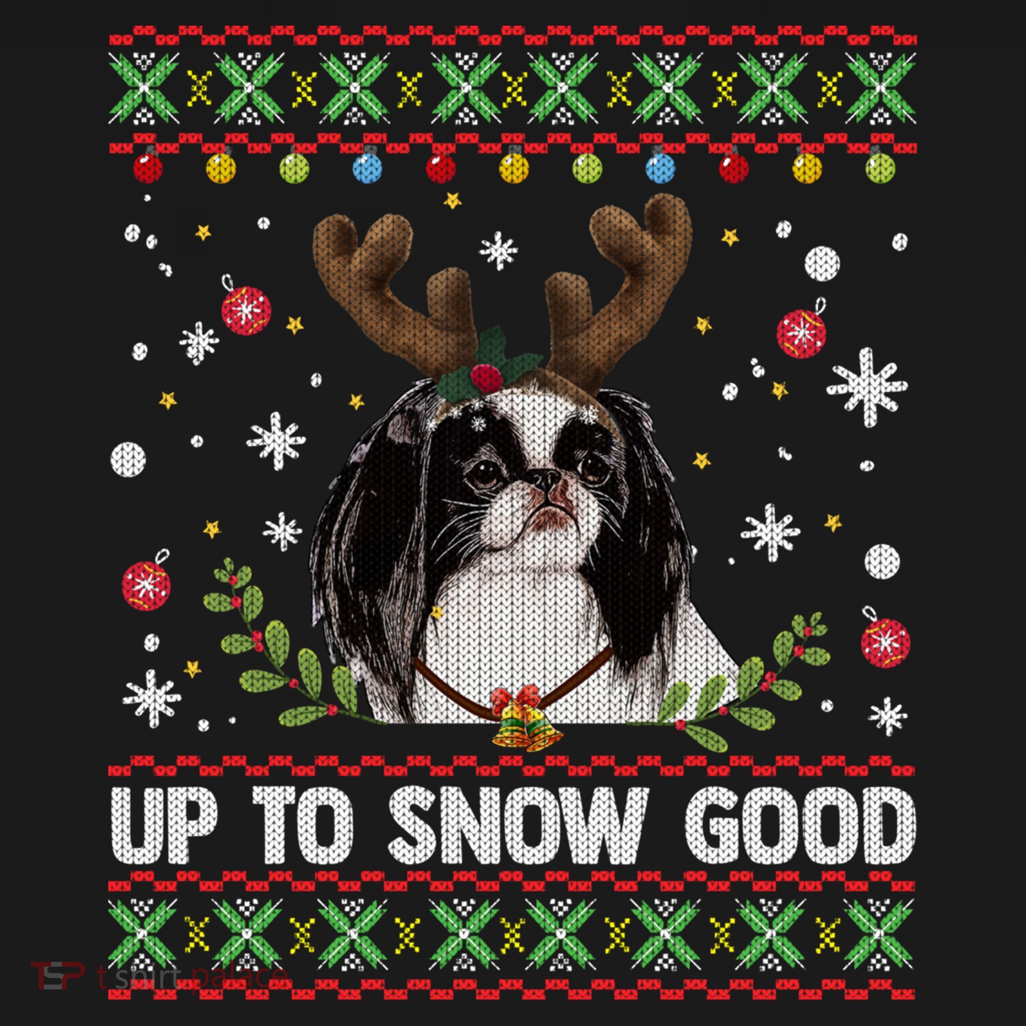 Japanese Chin Dog Reindeer Ugly Christmas Sweater Cool Gift Women's Hoodie