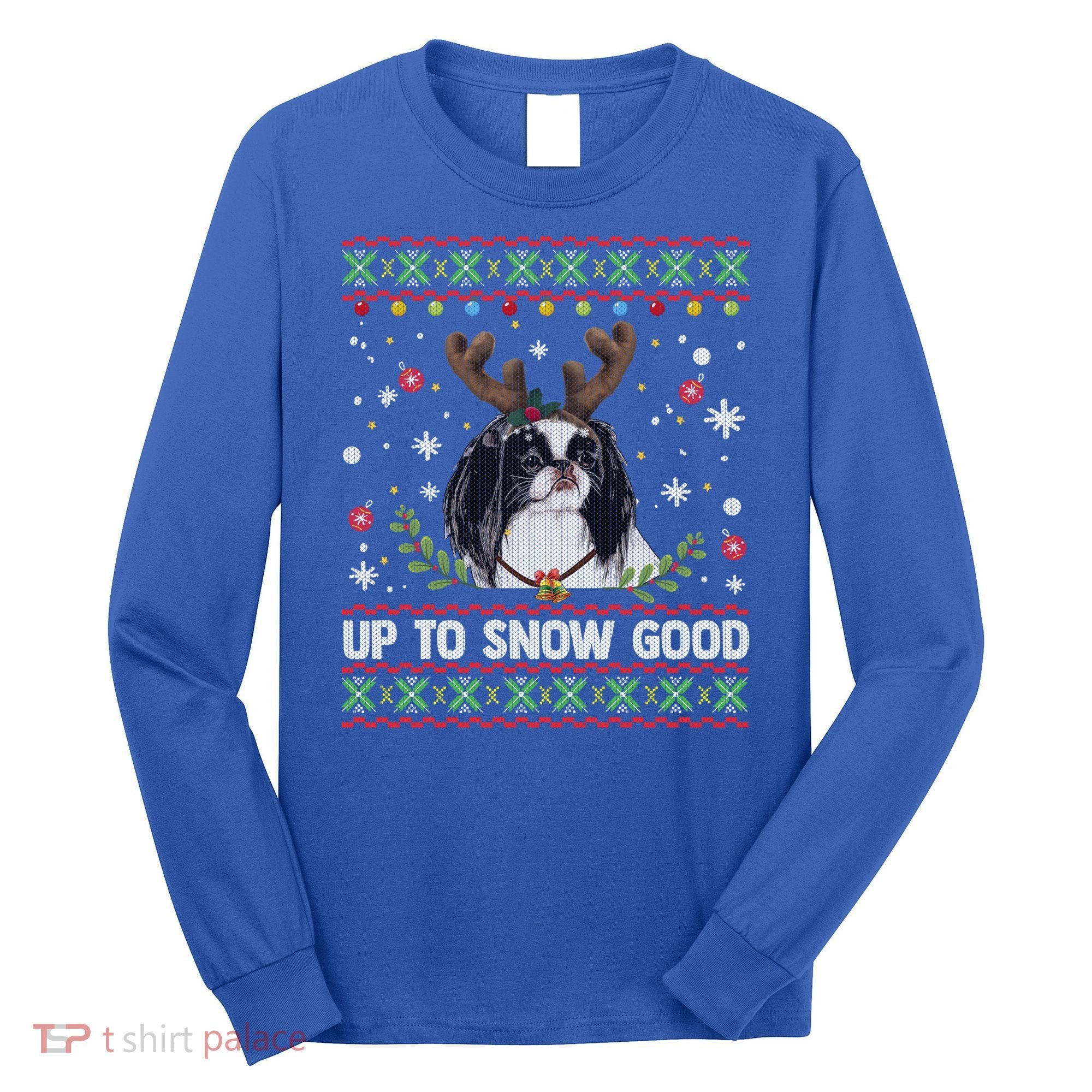 Japanese Chin Dog Reindeer Ugly Christmas Sweater Cool Gift Long Sleeve Shirt