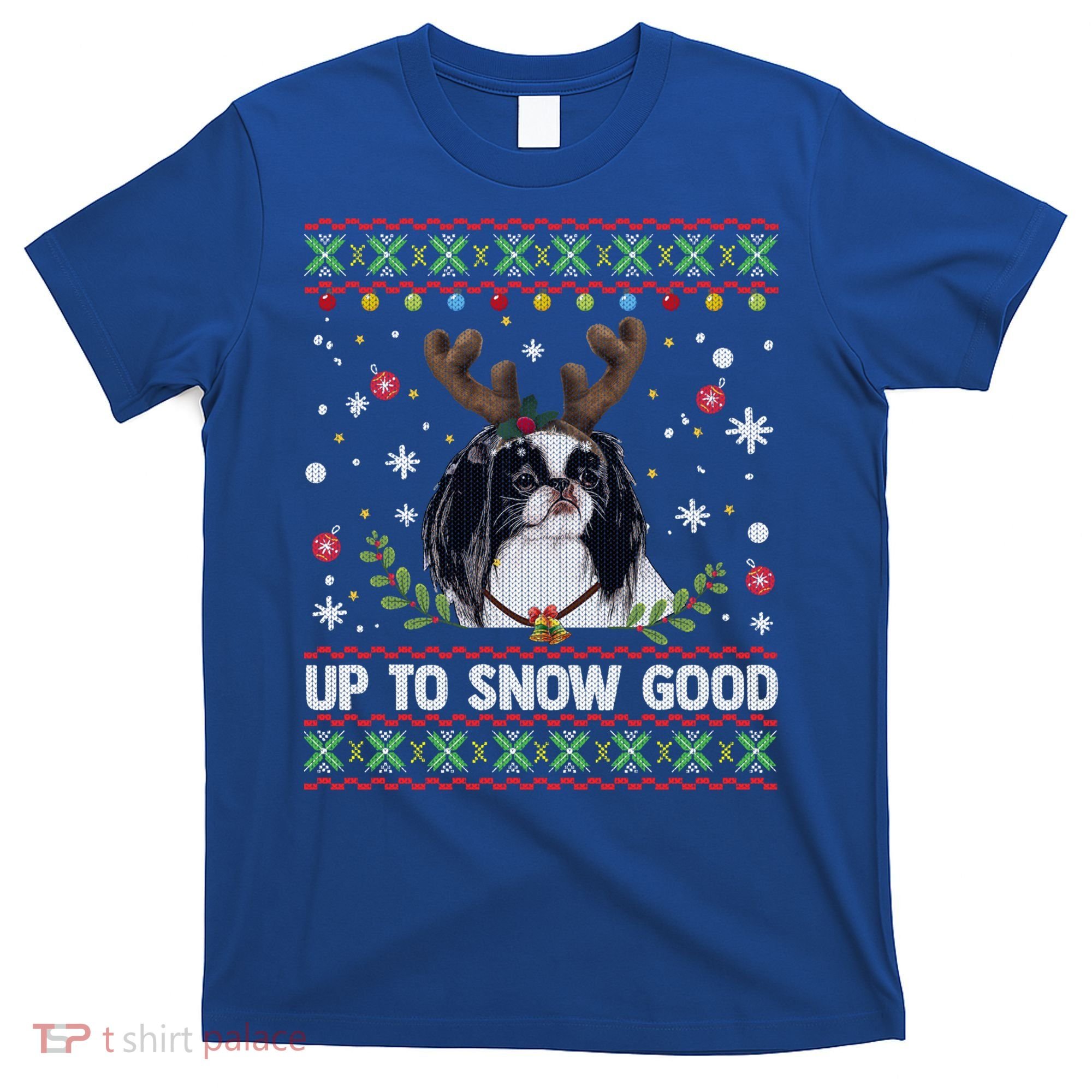Japanese Chin Dog Reindeer Ugly Christmas Sweater Cool Gift T-Shirt