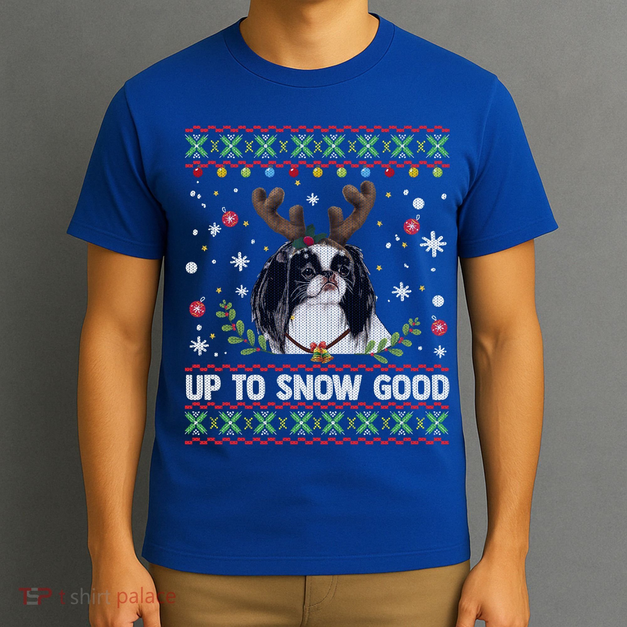Japanese Chin Dog Reindeer Ugly Christmas Sweater Cool Gift T-Shirt