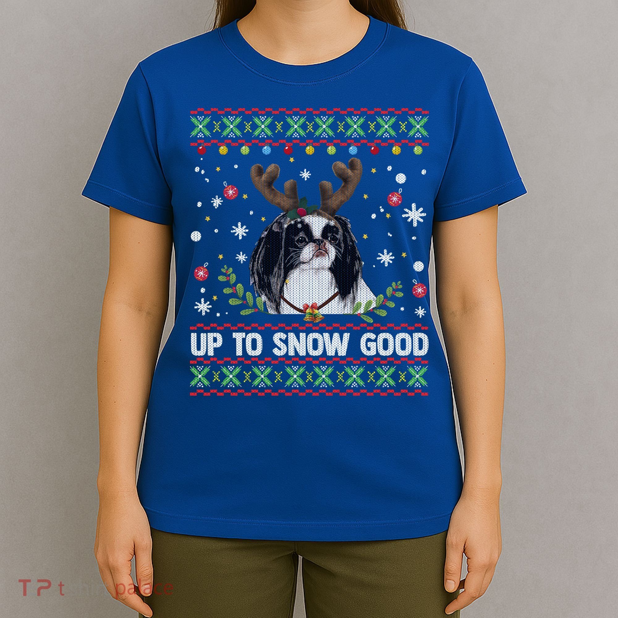 Japanese Chin Dog Reindeer Ugly Christmas Sweater Cool Gift T-Shirt
