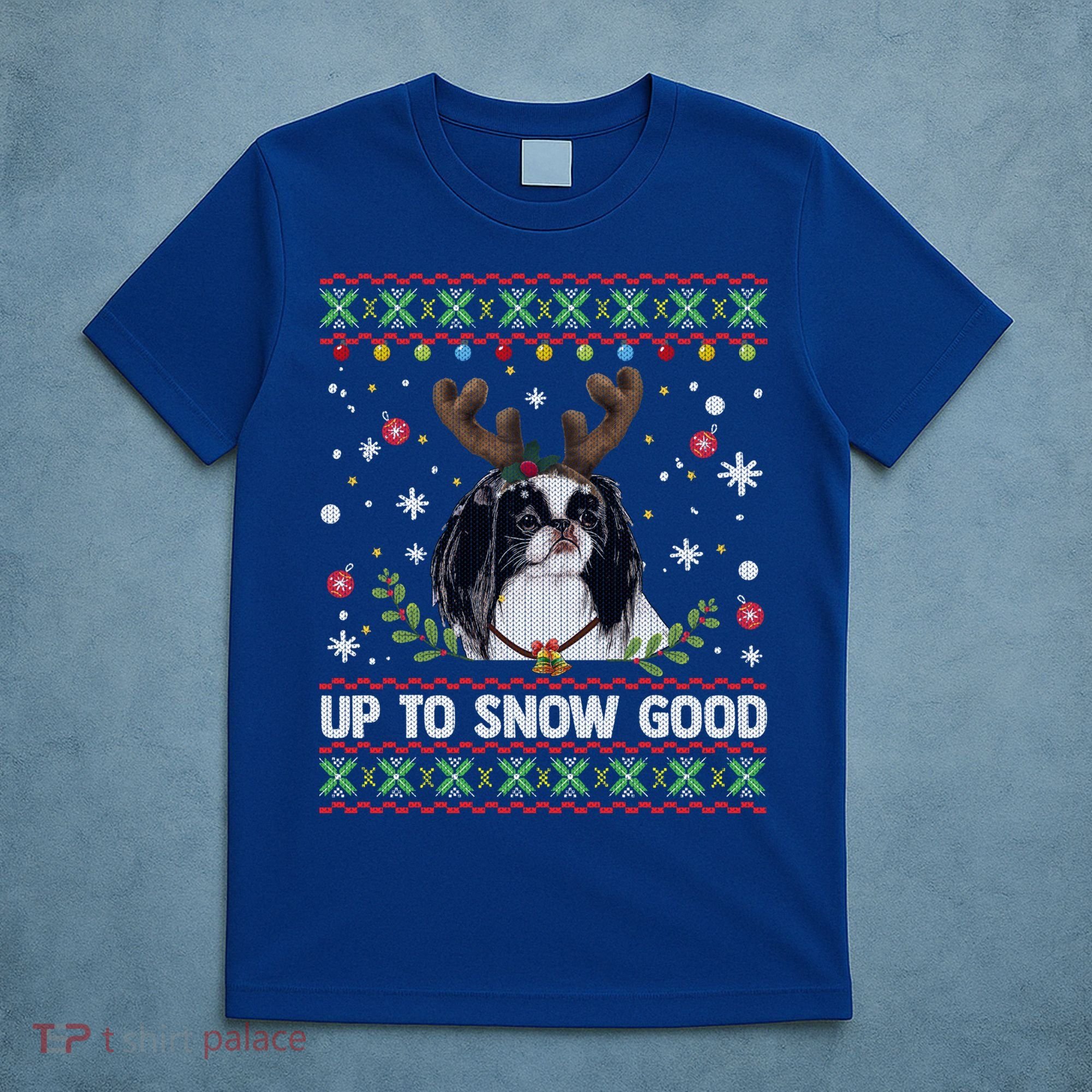 Japanese Chin Dog Reindeer Ugly Christmas Sweater Cool Gift T-Shirt