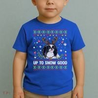 Japanese Chin Dog Reindeer Ugly Christmas Sweater Cool Gift Toddler T-Shirt thumb 2