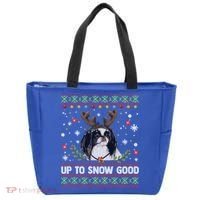 Japanese Chin Dog Reindeer Ugly Christmas Sweater Cool Gift Tote Bag thumb 0