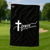 Jesus Changes Everything Cross Golf Towel thumb 1