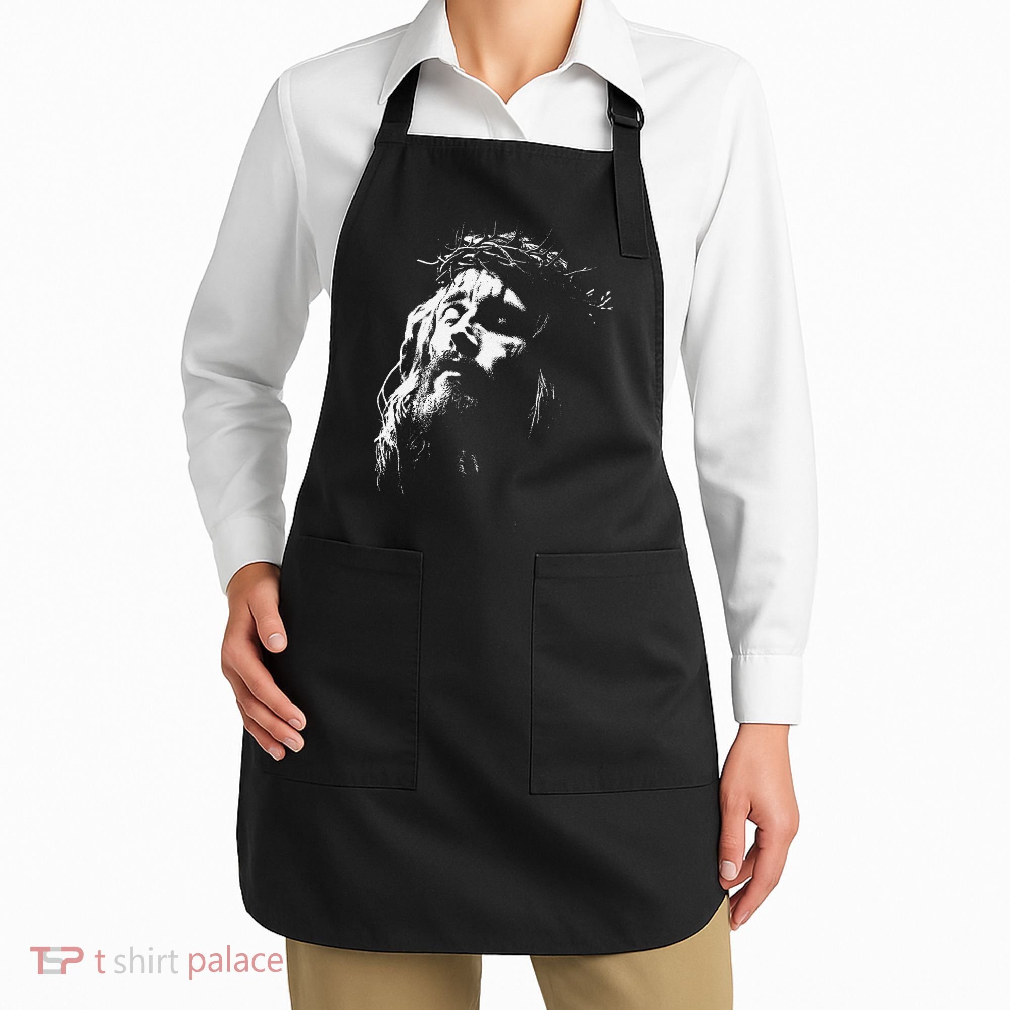 Jesus Christ Face Christian Gospel Religious Bible Apron