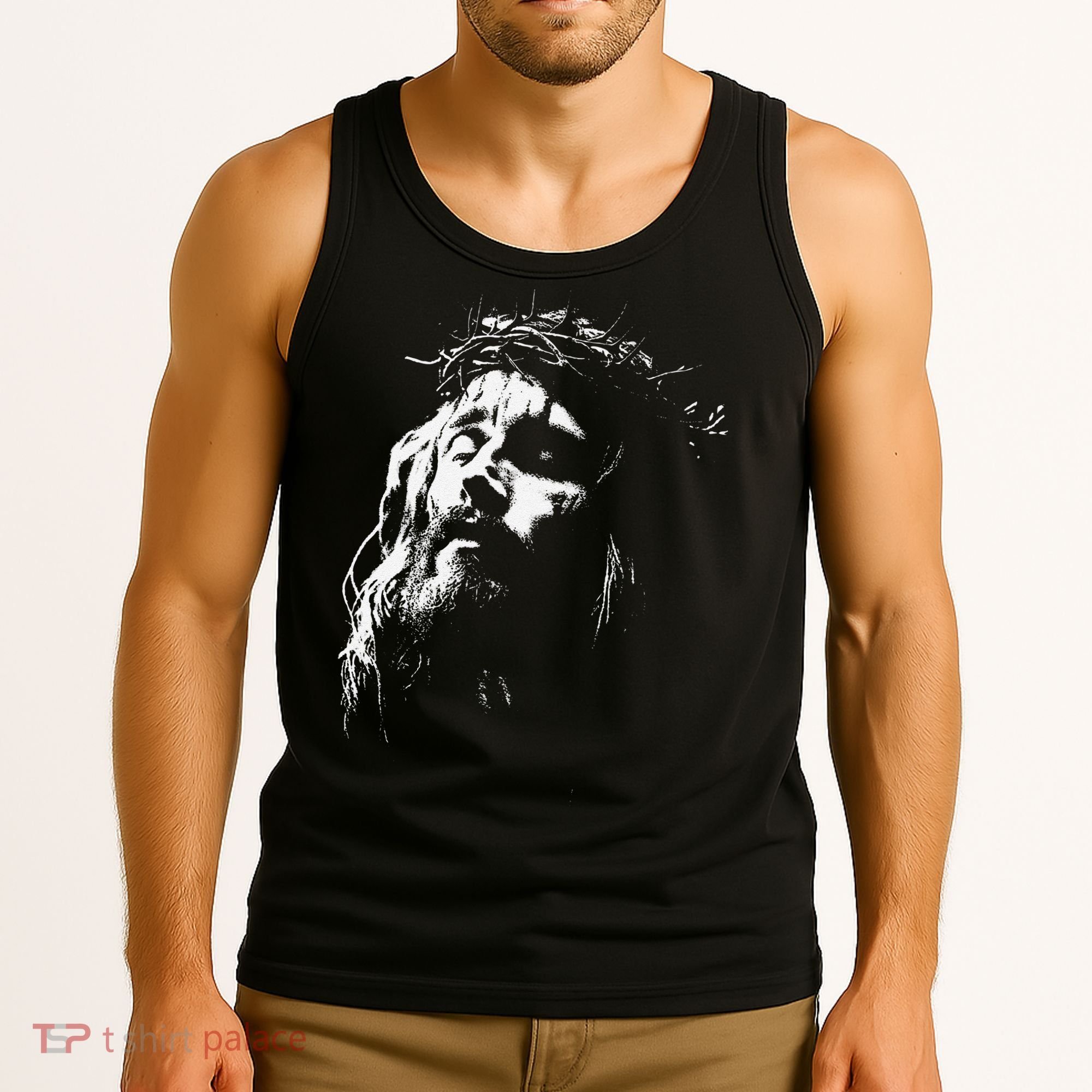 Jesus Christ Face Christian Gospel Religious Bible Tank Top