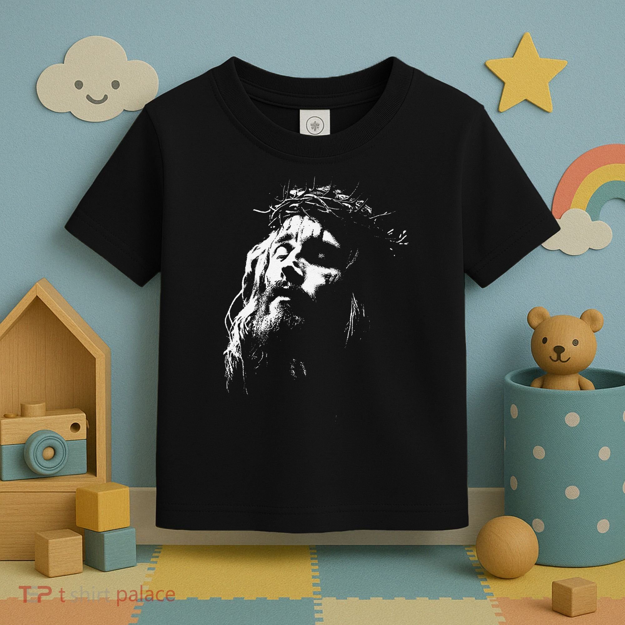 Jesus Christ Face Christian Gospel Religious Bible Toddler T-Shirt