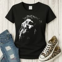 Jesus Christ Face Christian Gospel Religious Bible Women's T-Shirt thumb 3