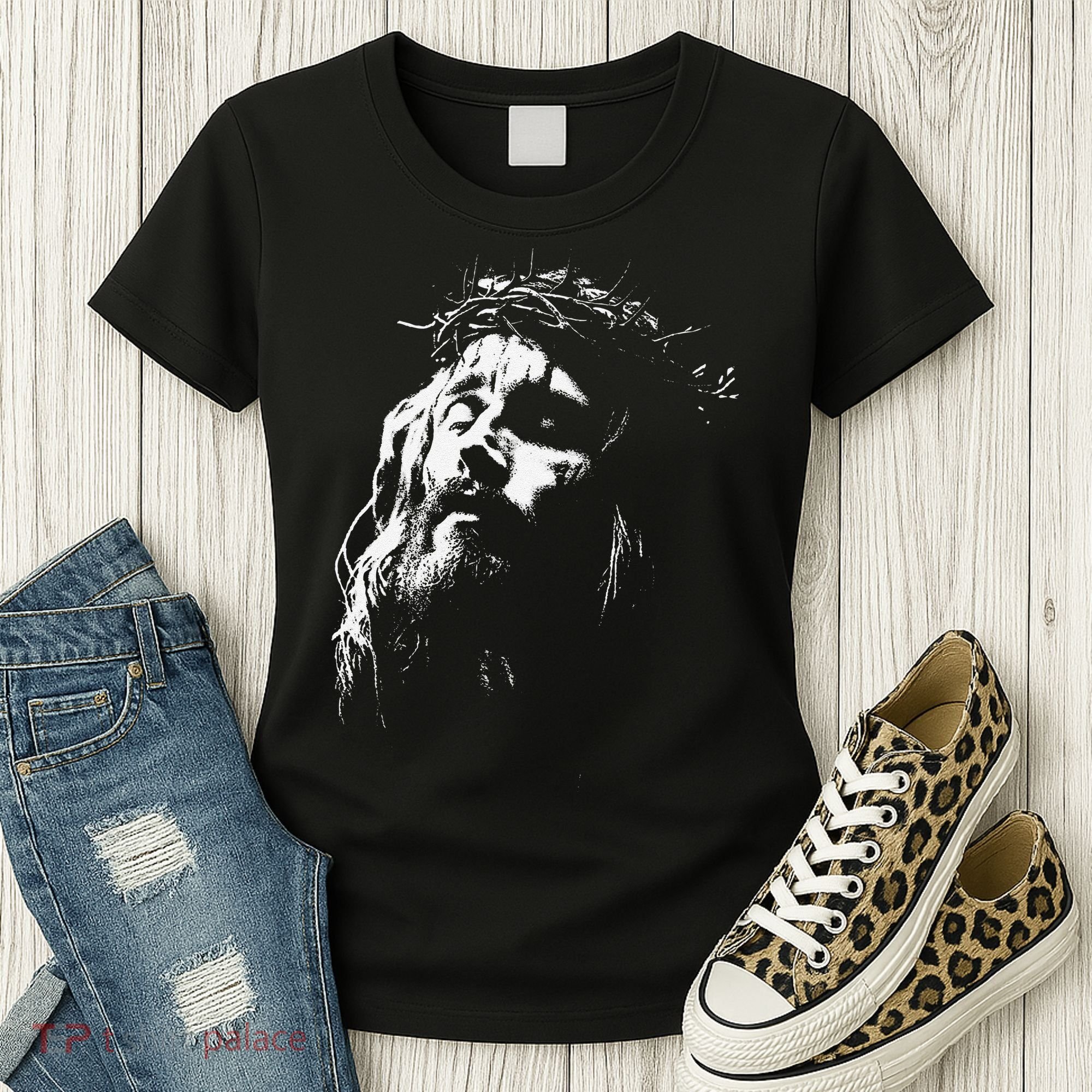 Jesus Christ Face Christian Gospel Religious Bible Women's T-Shirt