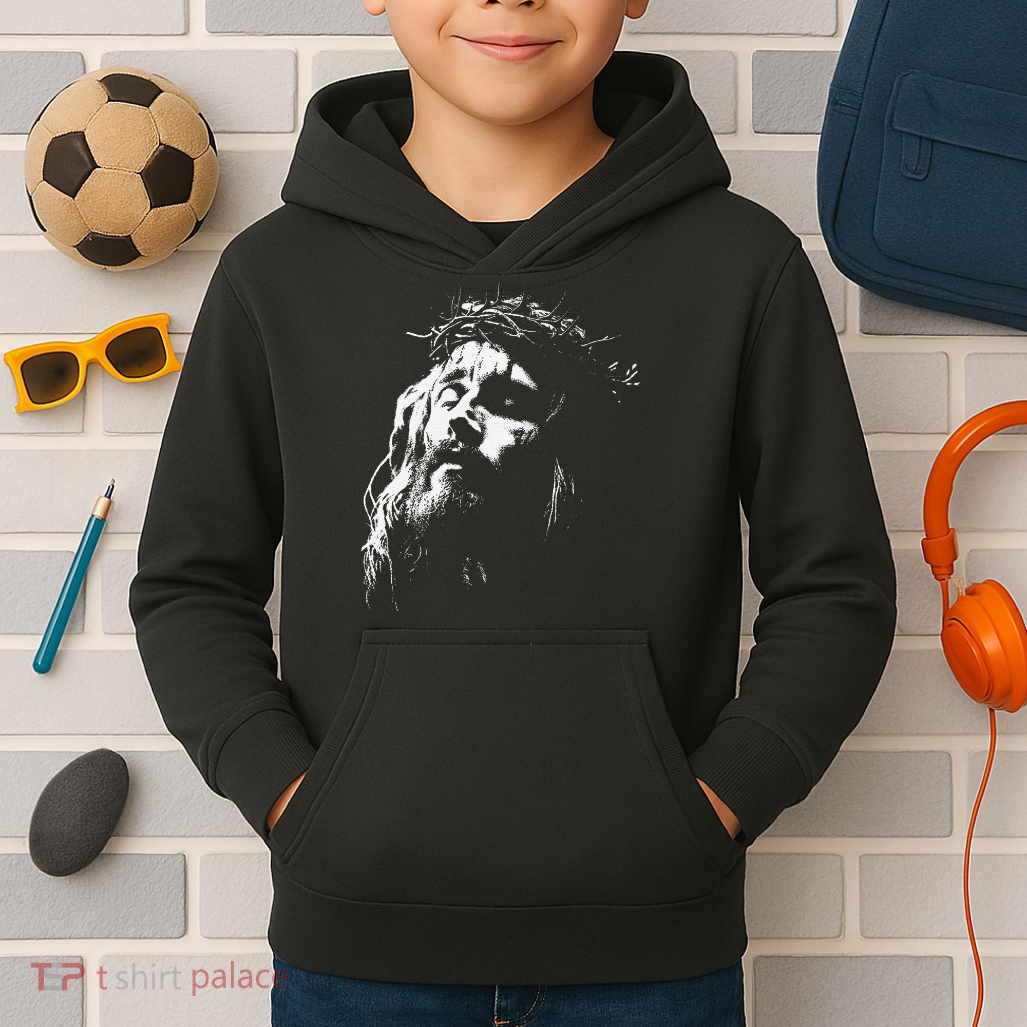 Jesus Christ Face Christian Gospel Religious Bible Kids Hoodie