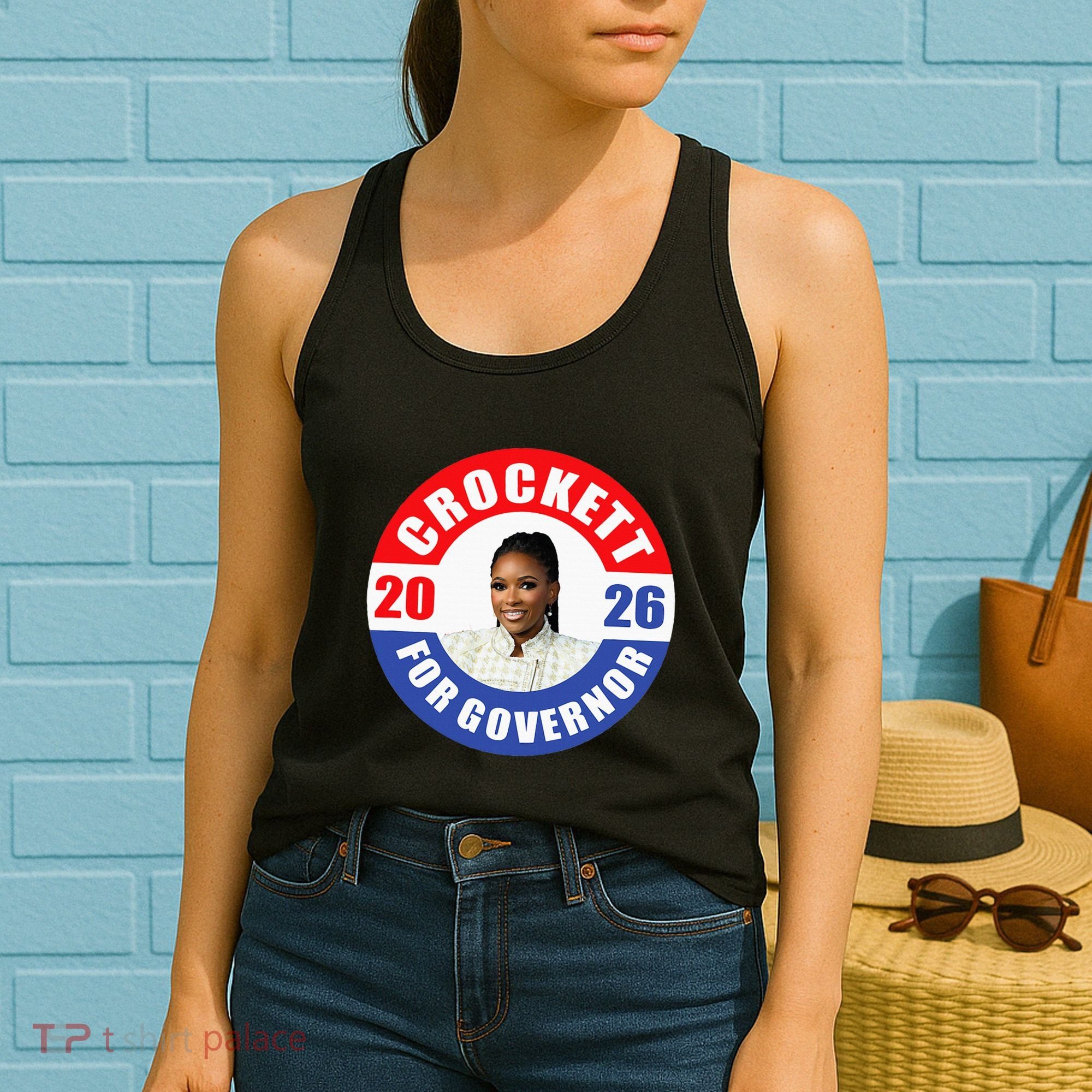 Jasmine Crockett For Democrat Texas Governor 2026 Vote Blue Women's Tank Top