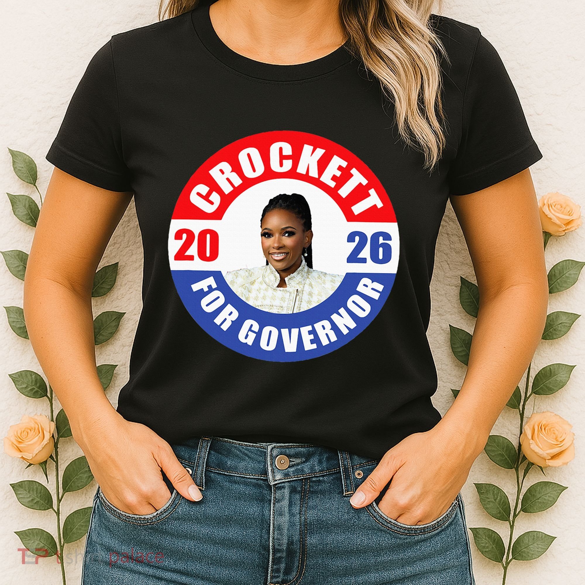 Jasmine Crockett For Democrat Texas Governor 2026 Vote Blue Women's T-Shirt