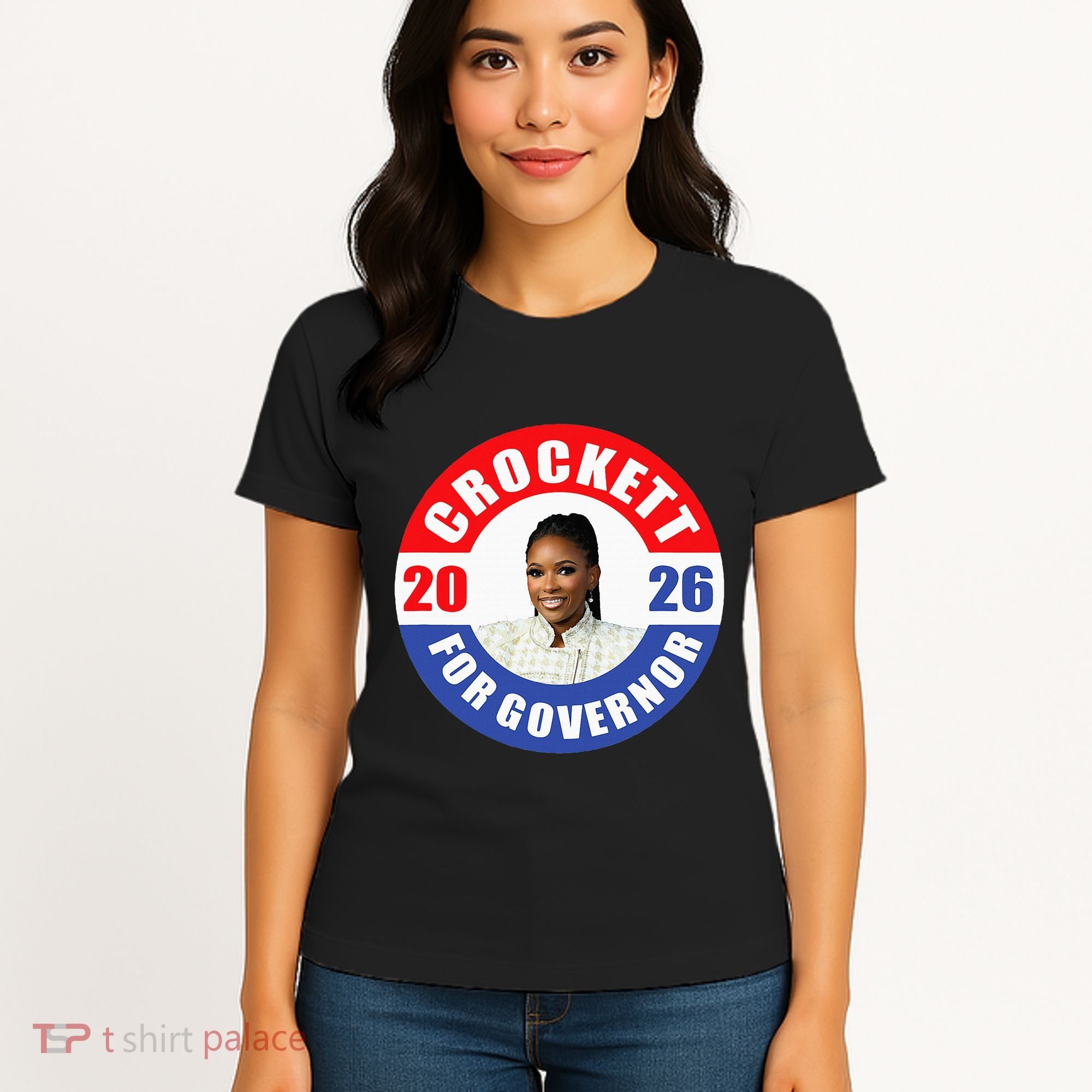Jasmine Crockett For Democrat Texas Governor 2026 Vote Blue Women's T-Shirt