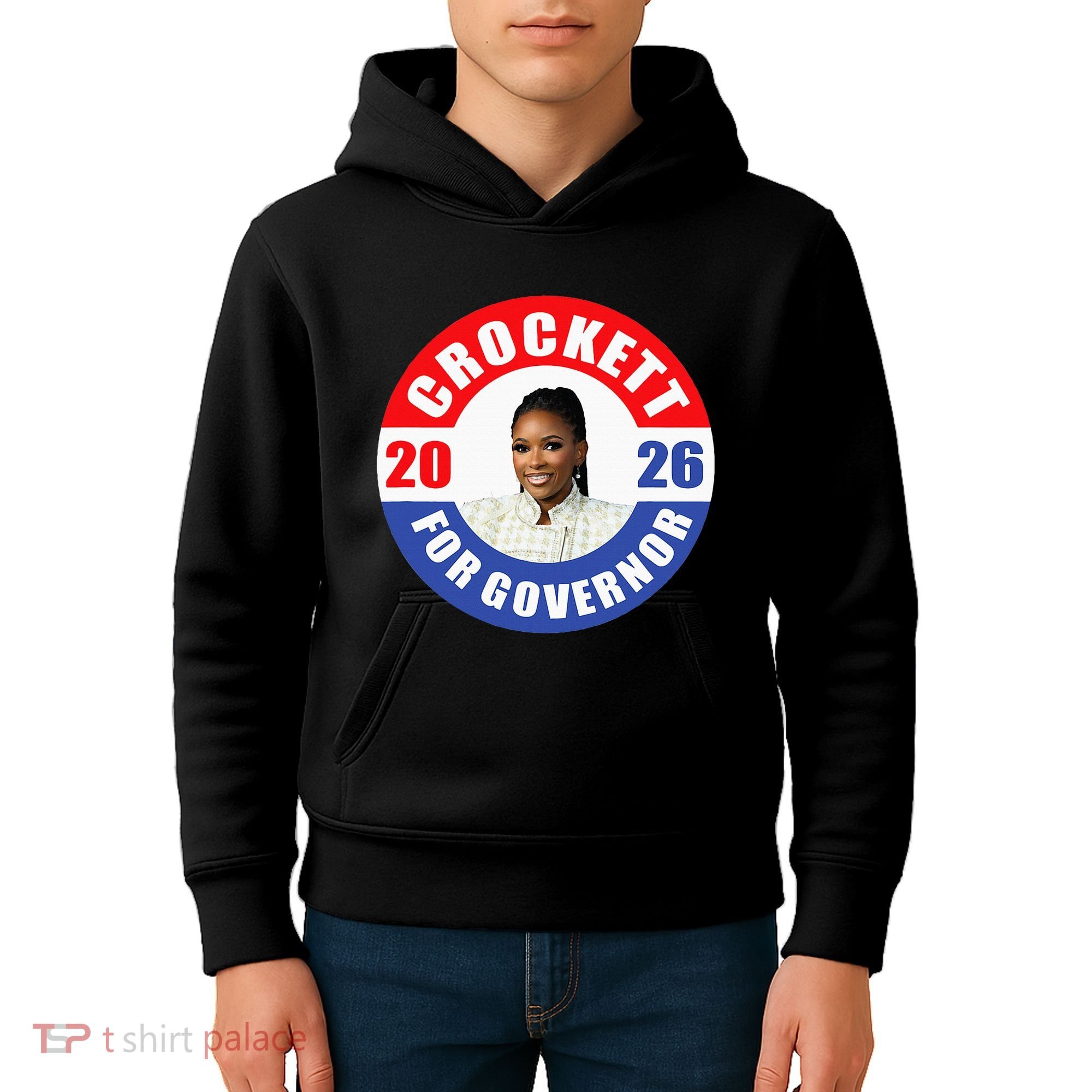Jasmine Crockett For Democrat Texas Governor 2026 Vote Blue Kids Hoodie