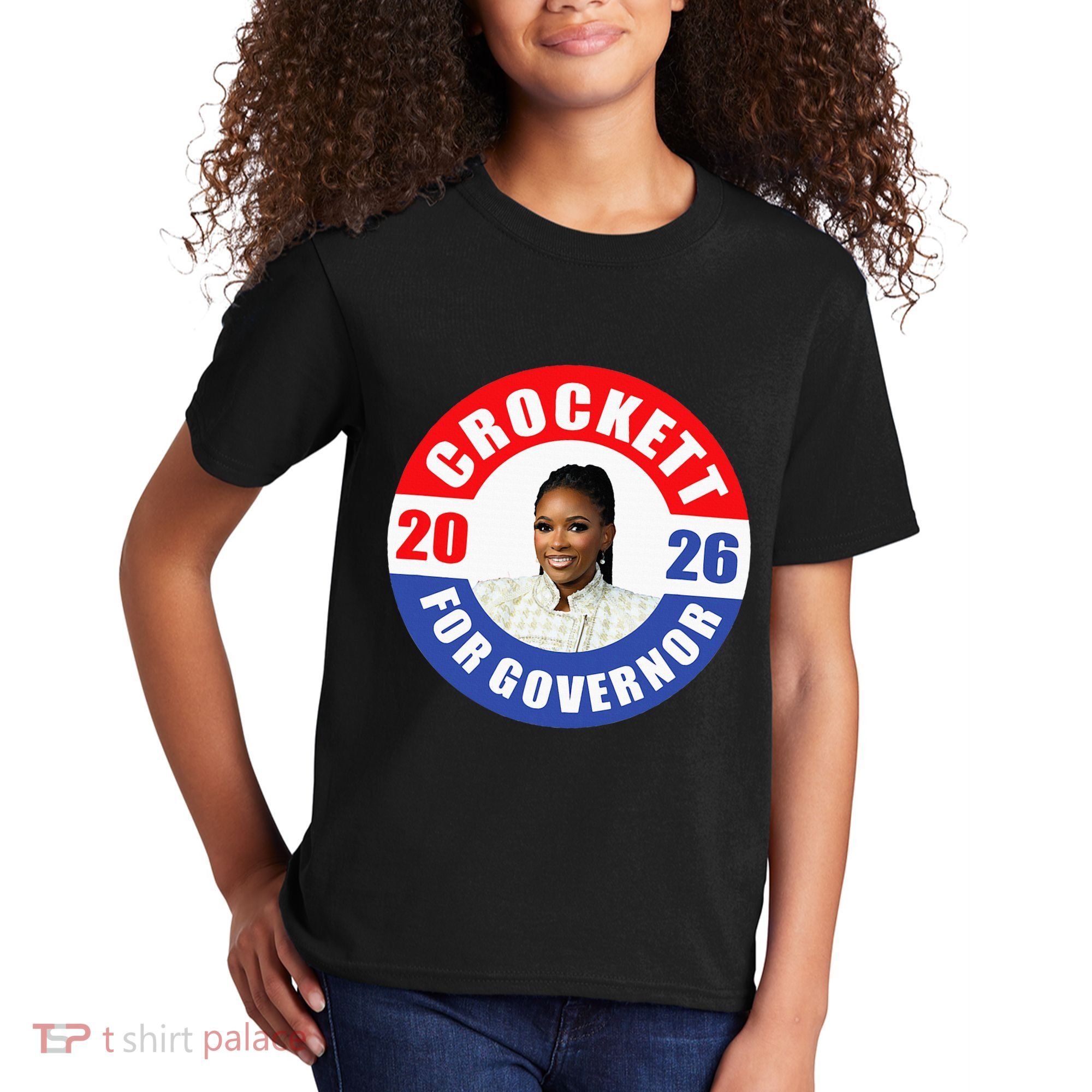 Jasmine Crockett For Democrat Texas Governor 2026 Vote Blue Kids T-Shirt