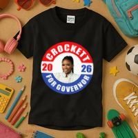 Jasmine Crockett For Democrat Texas Governor 2026 Vote Blue Kids T-Shirt thumb 3