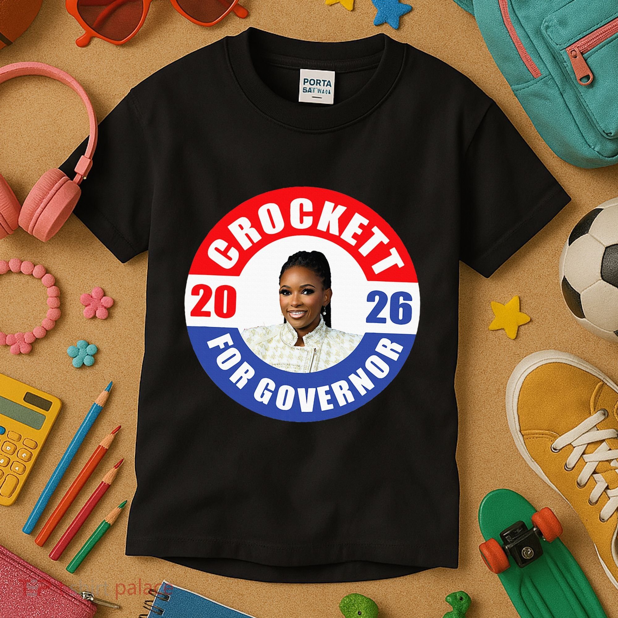 Jasmine Crockett For Democrat Texas Governor 2026 Vote Blue Kids T-Shirt