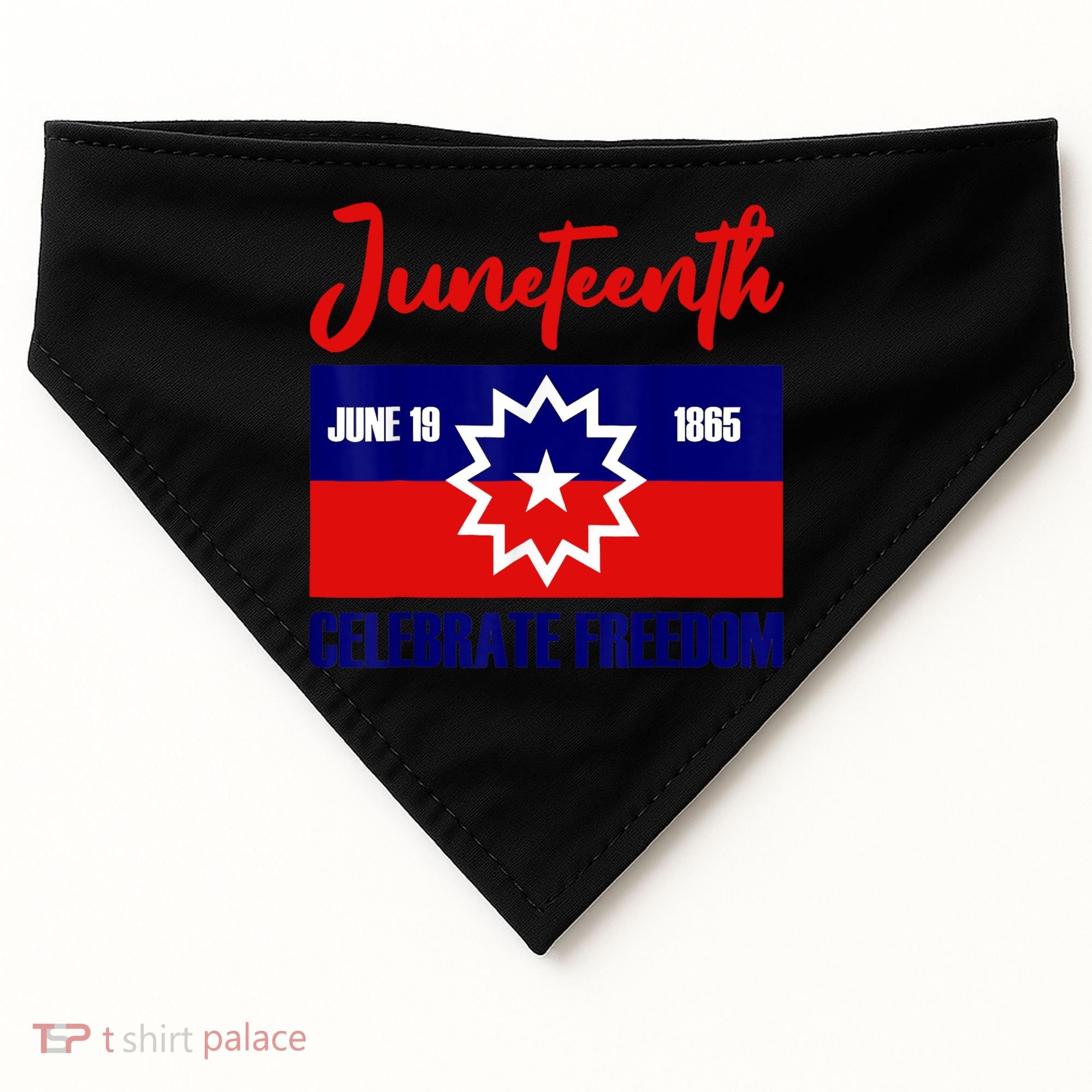 Juneteenth Celebrate Freedom Red White Blue Free Black Slave USA-Made Doggie Bandana