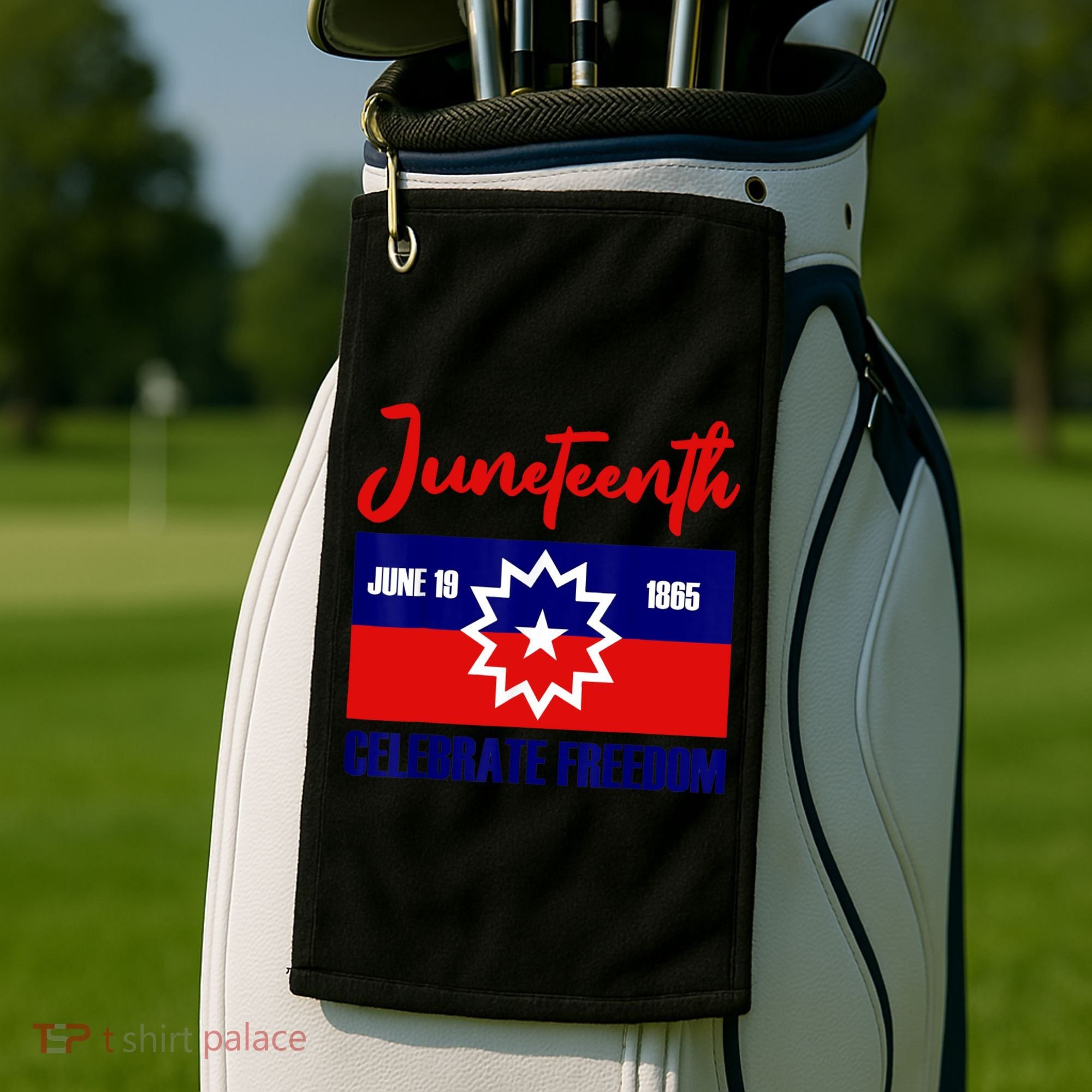 Juneteenth Celebrate Freedom Red White Blue Free Black Slave Golf Towel